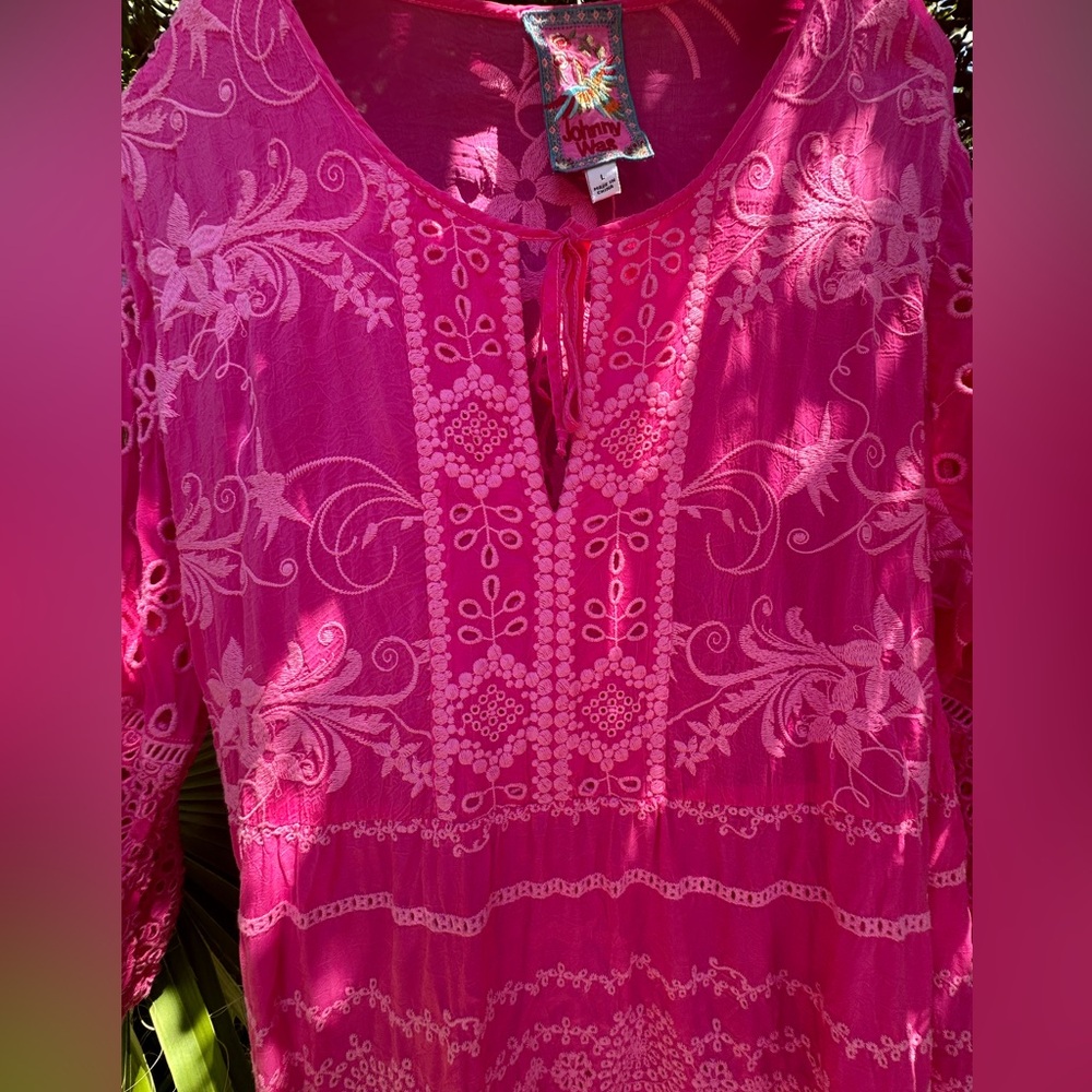 Johnny Was Pink Embroidered Dress /Tunic